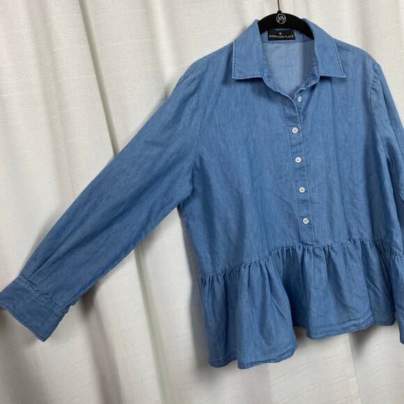 Tuckernuck Pomander Place Chambray Babydoll Top Sz.S - Picture 7 of 12
